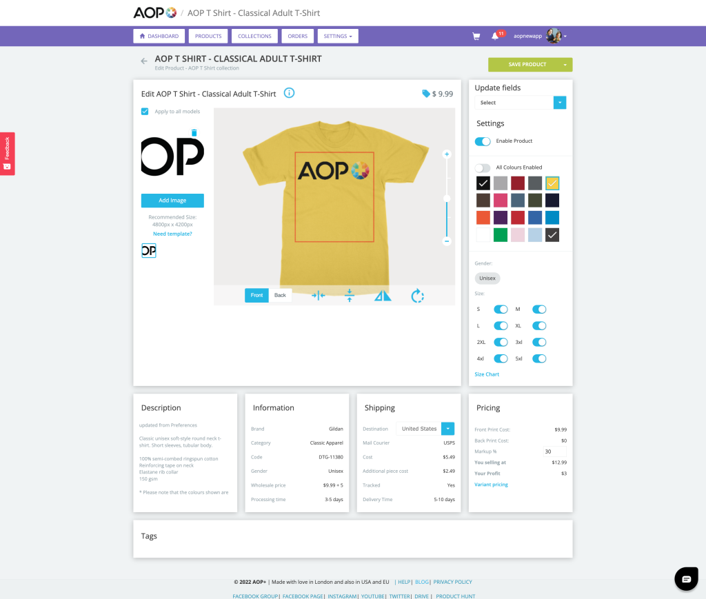 Pick the products you like on AOP+ and publish them to your Shopify store.